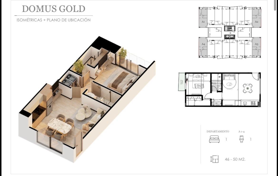 (Pre-Venta) Domus Gold Departamento 1 dormitorio