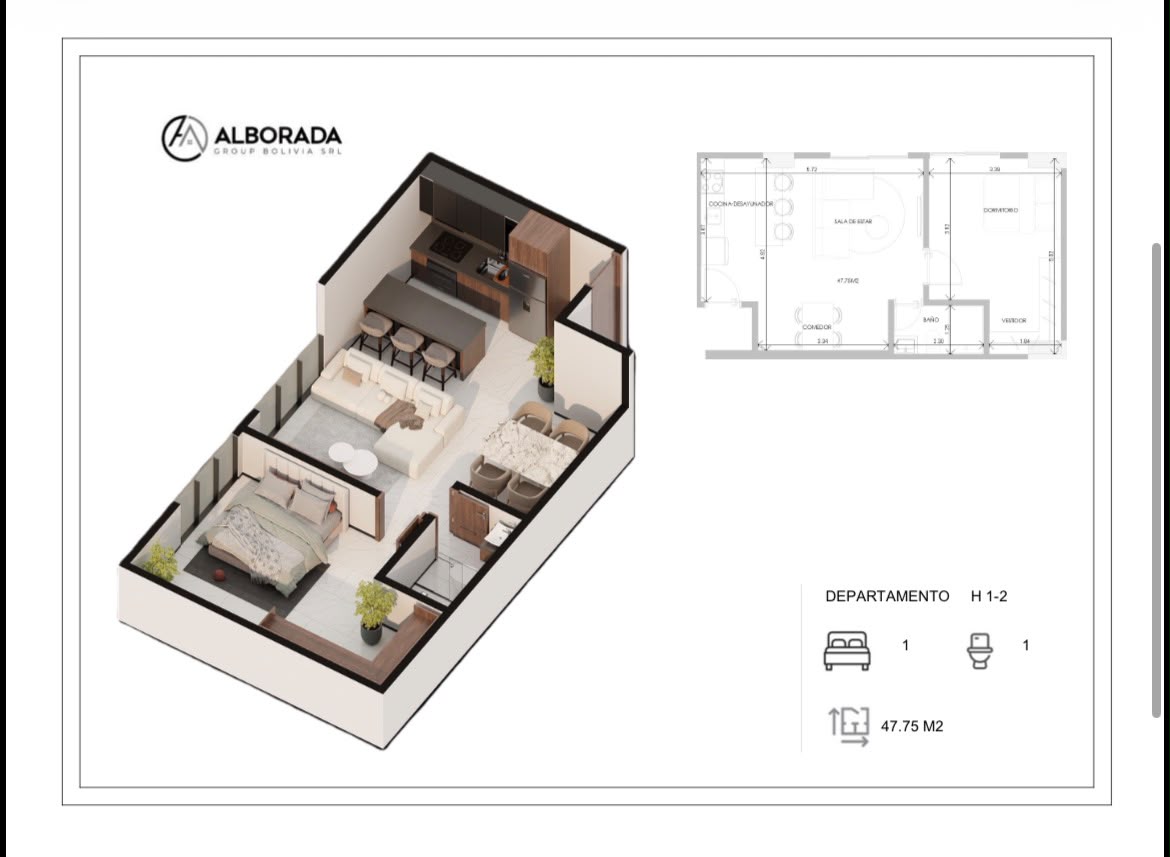 (Pre-venta) Domus Black 1 Dormitorio