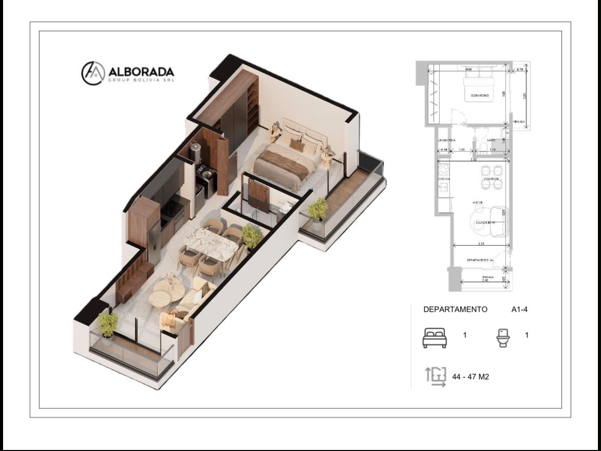 (Pre-Venta) Domus Black Departamento 1 dormitorio