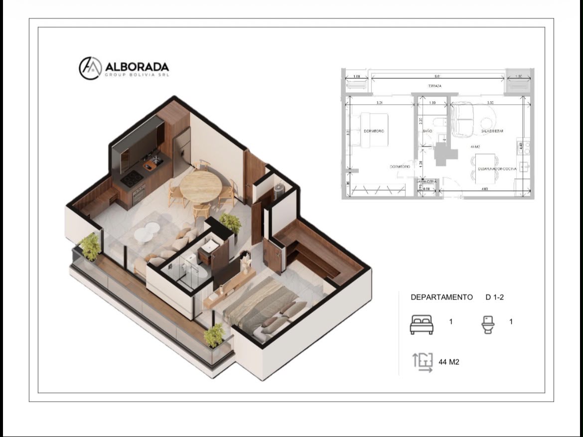 (Pre-venta) Domus Black Departamento 1 dormitorio